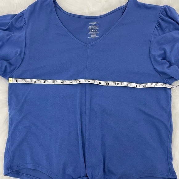 Tie Front V-Neck Tee Shirt Purple/Blue Size Large - Picture 3 of 4